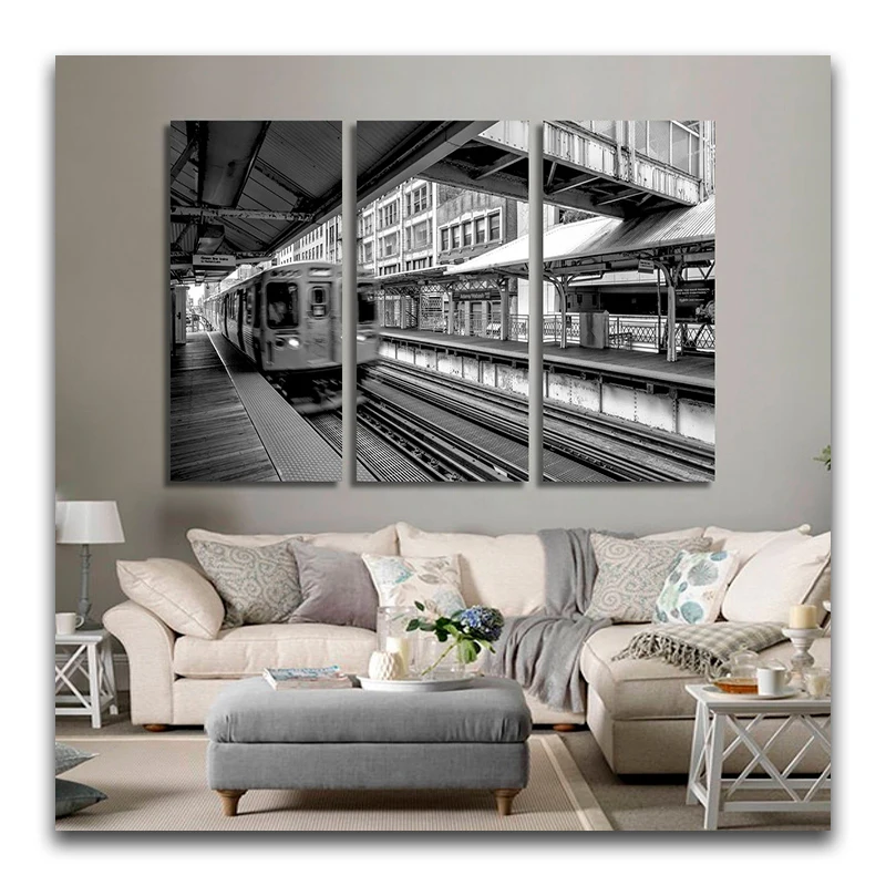 5D Diamond painting landscape train Full Square embroidery Cross stitch Triptych mosaic Living room decoration | Дом и сад