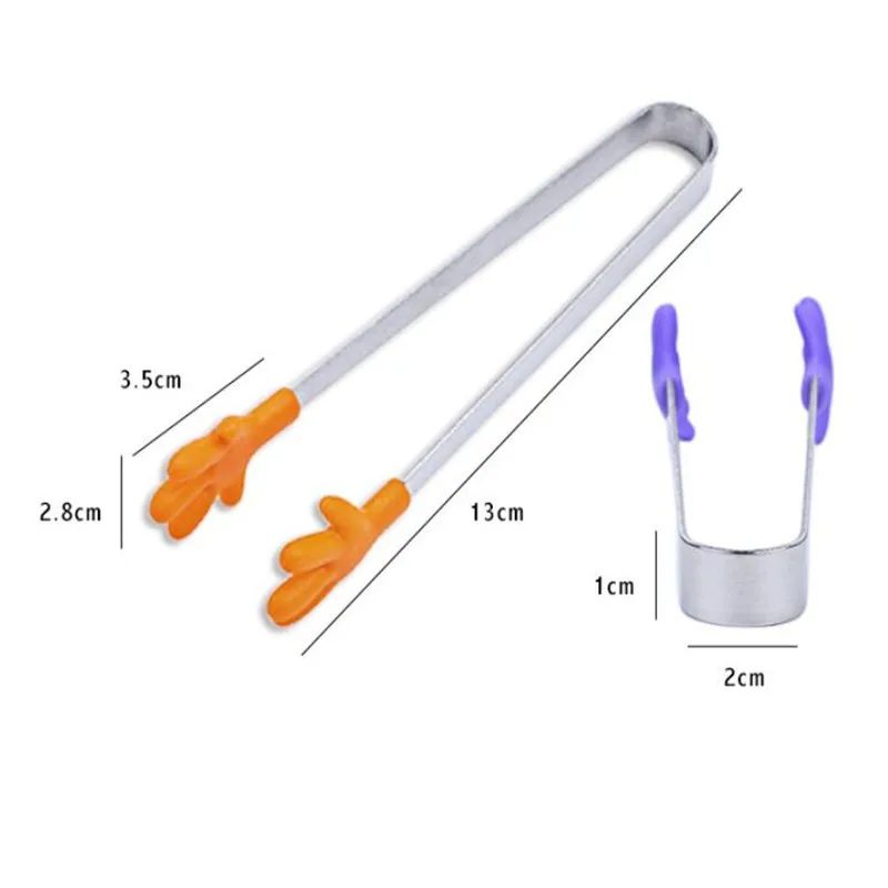 Food Tongs Portable Creative Small Palm Silicone Clip Non-slip Stainless Steel Mini Food kitchen dishes BBQ Clip Kitchen Tool Tongs
