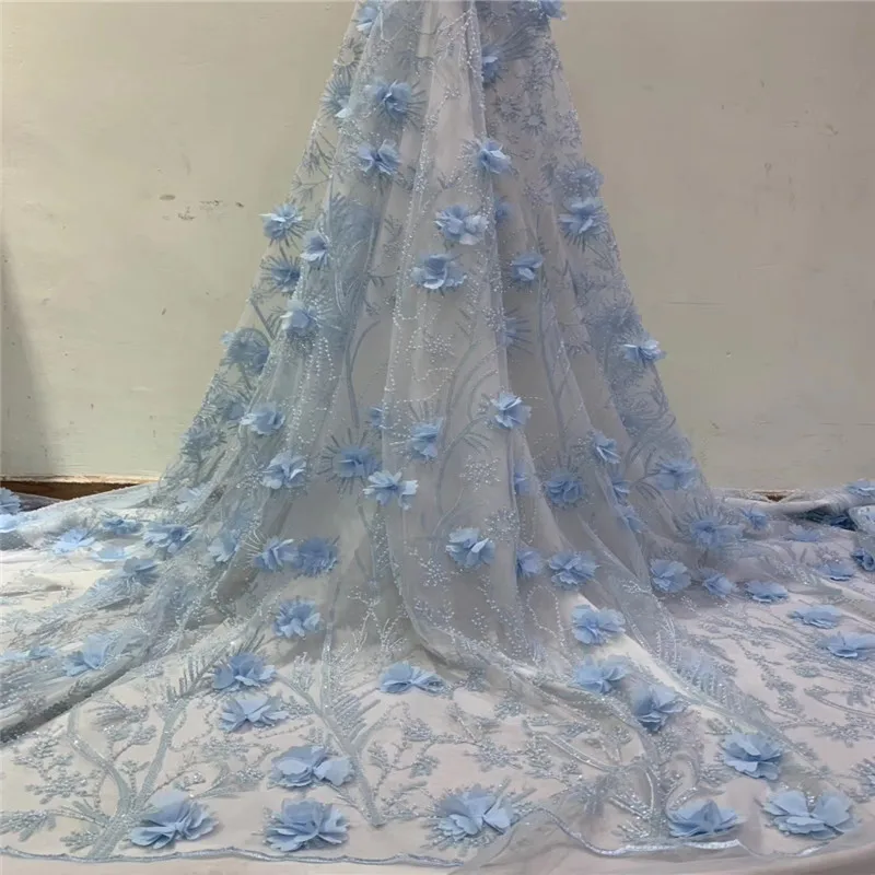 Madison нигерийские кружевные ткани высокое качество африканские кружевные ткани 3D цветок кружева вышивка гипюр кружевные ткани с бисером - Цвет: As picture1