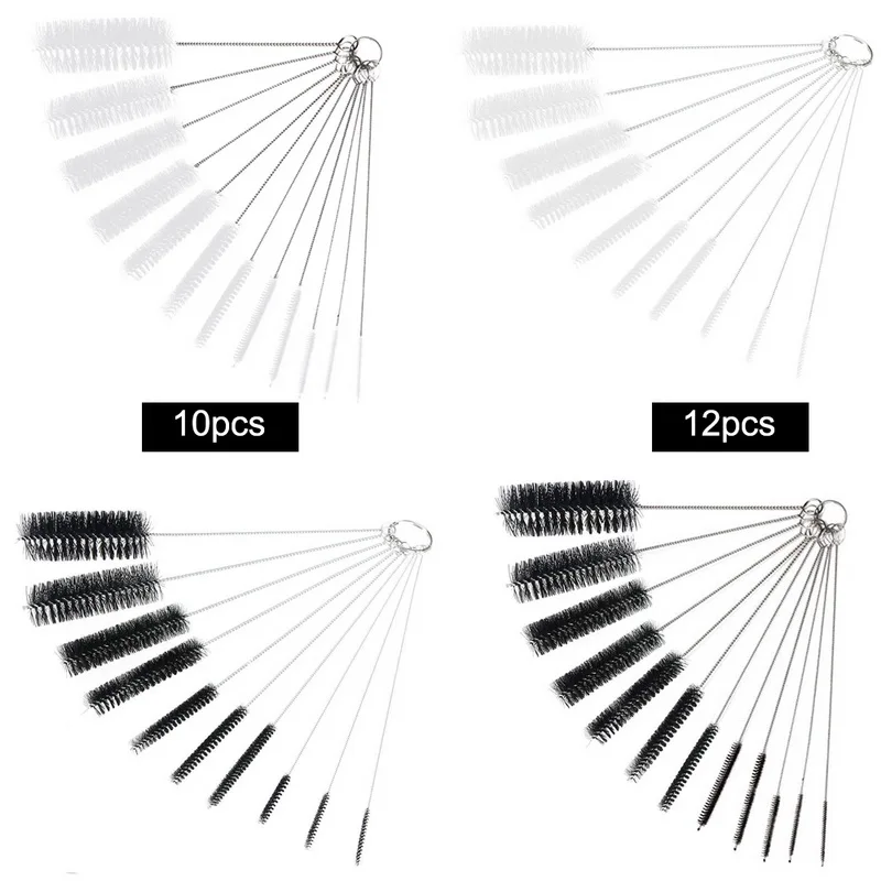 10/12 шт Нержавеющая сталь трубка щетка для чистки бутылки домашних инструментов трубы цилиндр отверстия Набор щеток для мытья с кольцом для ключей