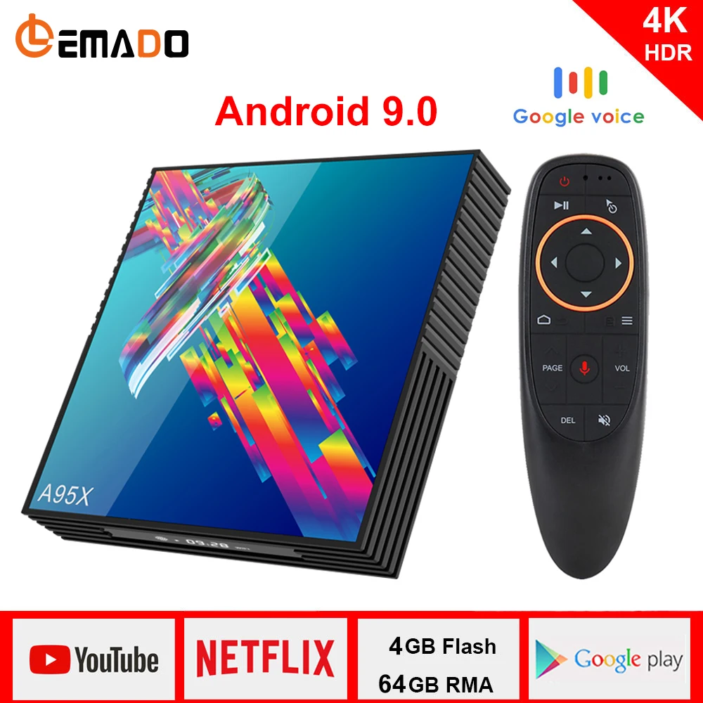 LEMADO A95X R3 ТВ приставка Android 9 0 RK3318 Четырехъядерный 4 ГБ ОЗУ 64 Гб ПЗУ wifi 2 и 5 HDMI