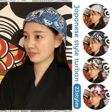 

2 Pcs Japan Sakura Cuisine Headscarf Chef Hat Izakaya Restaurant Uniforms Sushi Cook Cap Unisex Kitchen Job Japanese Sushi Hat