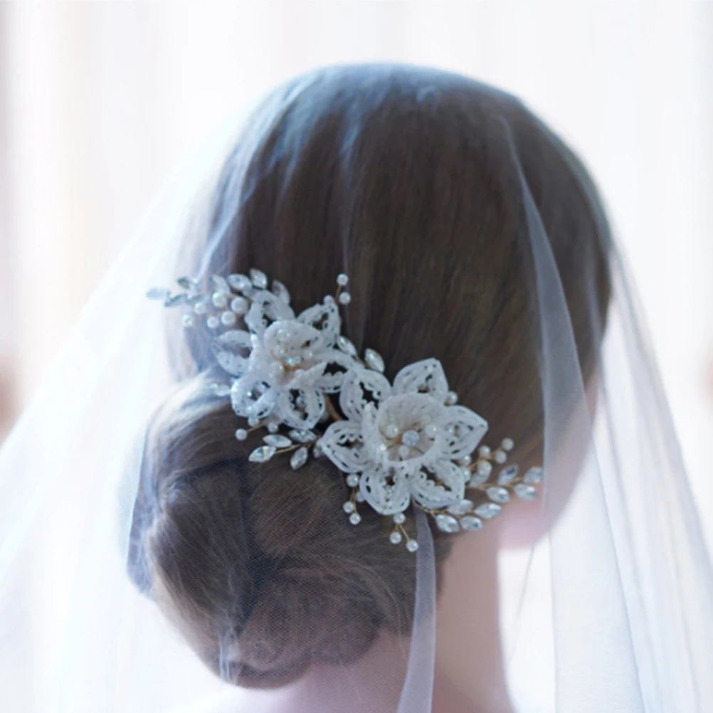Golden Pearl Bridal Hair Clip Rhinestone Jewelry Hairpin Elegant Wedding Hair Clip Decorations For Wedding Bridesmaid