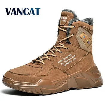 

Brand Men's Boots Warm Plush Snow Boots Comfortable Suede Ankle Boots Hip Hop Men's Sneakers Boot Outdoors Winter Boots Size 46