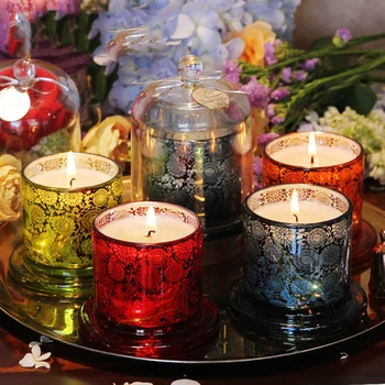 

Romantic Wedding Candles Birthday Aromatherapy Beautiful Halloween Candles Holder Glass Bougie Decoratif Home Decoration DD60LZ