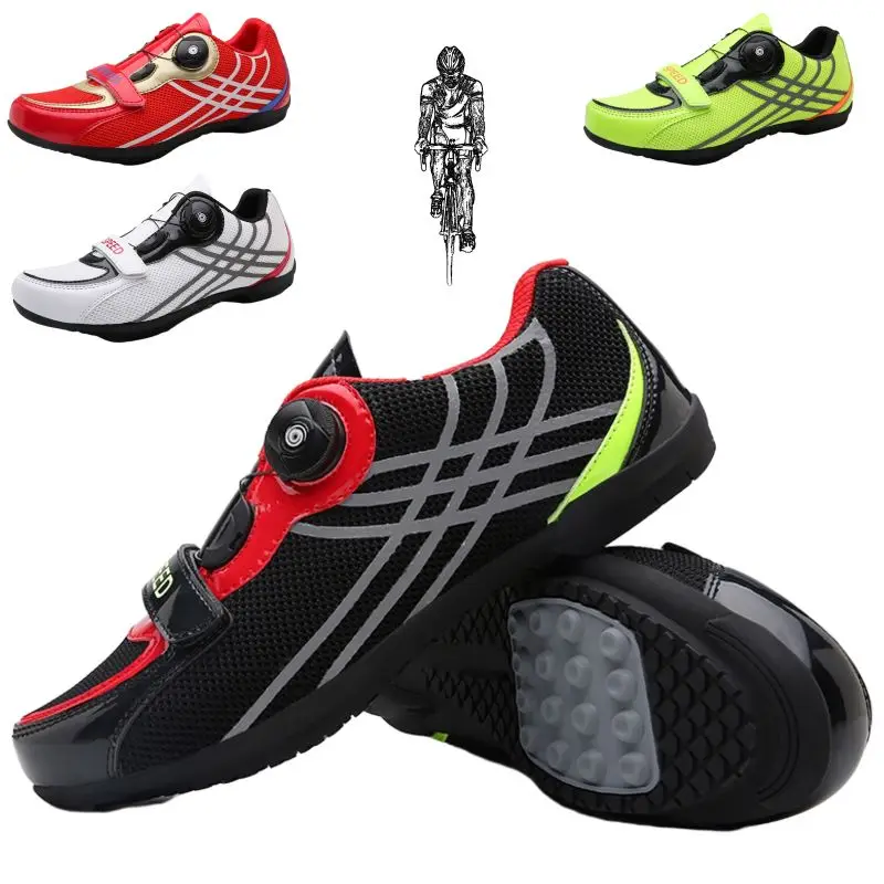 

Профессиональная велосипедная спортивная обувь, резиновая плоская дышащая велосипедная обувь для влюбленных, мужская обувь без блокировки для дорожного велоспорта, женские уличные кроссовки