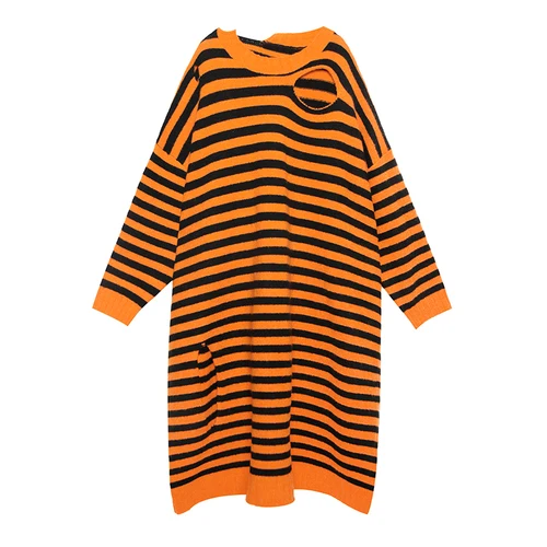 orange SuperAen, полосатый длинный пуловер, свитер для женщин,, новая мода, осень и зима, женские свитера, плюс размер, женская одежда - Цвет: orange