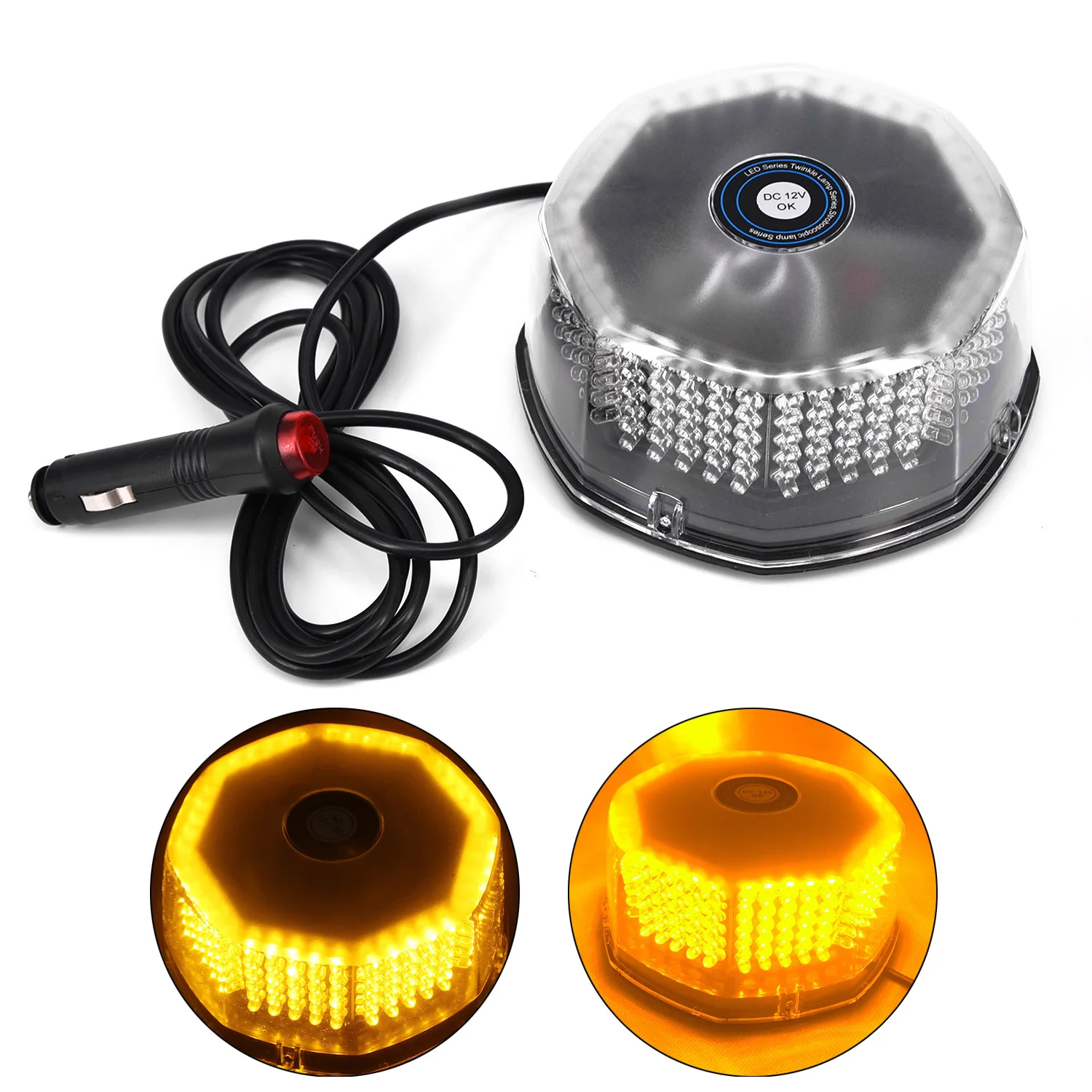 

240-LED Flash Strobe Rotating Round Beacon Roof Top Urgent Light AMBER 12-24V