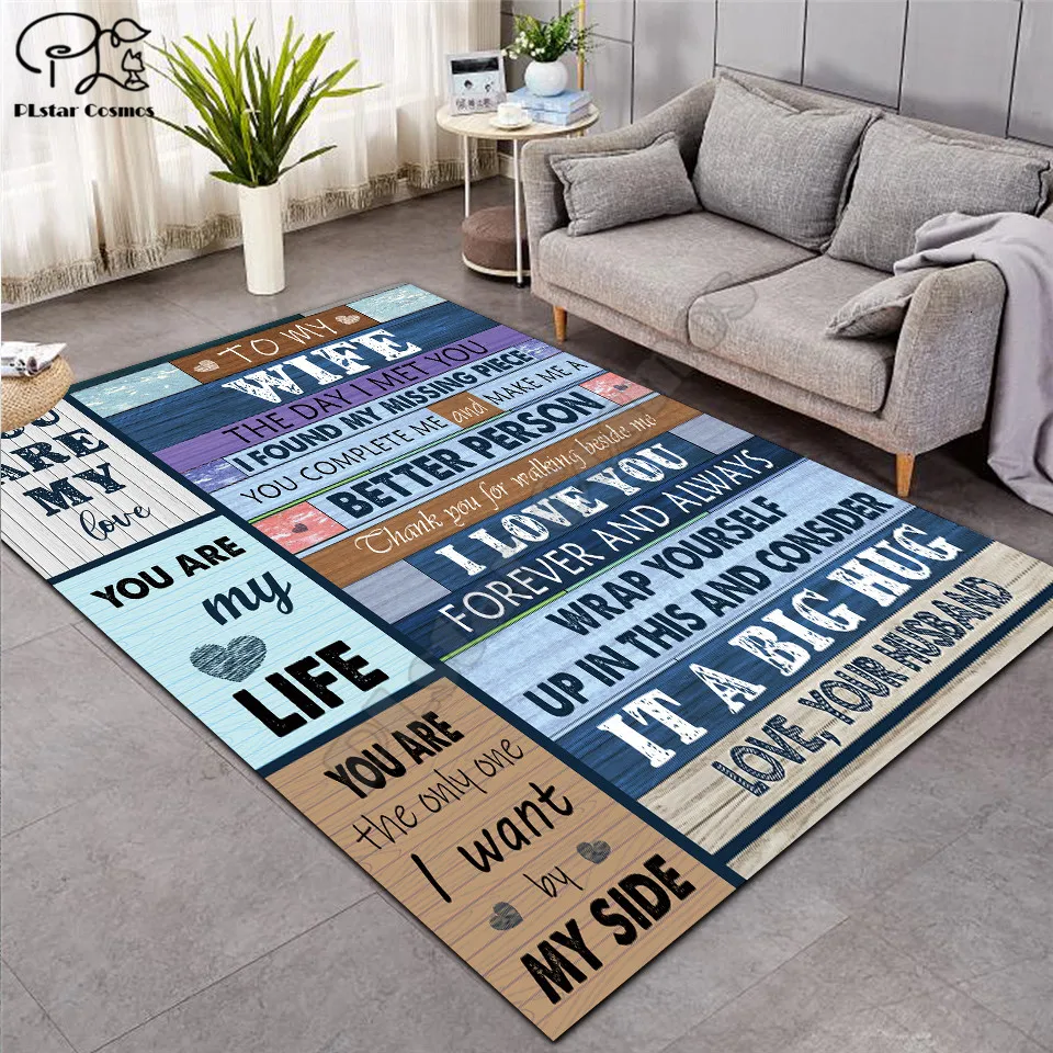 

To My Wife Letter Pattern Fashion Soft Flannel 3D Printed Rugs Mat Rugs Anti-slip Large Rug Carpet Home Decoration-2