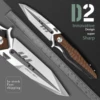 Folding Knife D2 Satin Tanto Point Blade G10 Handle with Pocket Clip Hunting Survival Tools EDC Self Defense Outdoor Activities 1