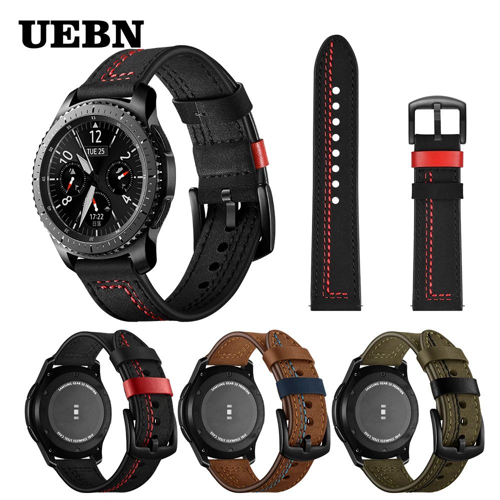 Ремешок UEBN кожаный для Samsung Gear S2 S3 Classic/Frontier роскошный браслет наручных часов Garmin