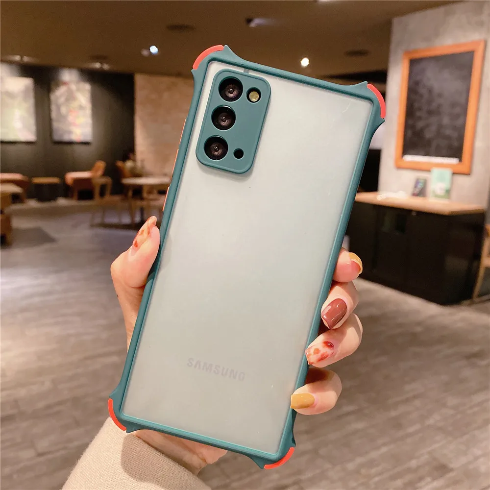 Shockproof Armor Matte Back Cover For Samsung Galaxy M02s M31s M01s Translucent Anti-Fall Soft Candy Color Phone Case kawaii samsung phone cases
