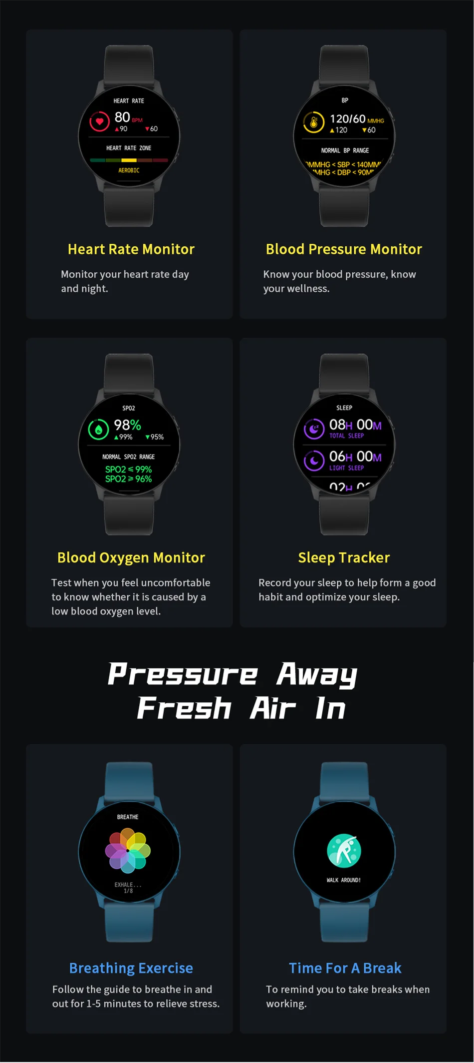 2021 New Ladies Smart Watch Full Touch Screen Sports Fitness watch IP68 waterproof Bluetooth For Android iOS Smartwatch Women