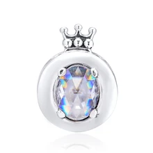 DIY Подходит для Pandora шармы браслеты синяя сверкающая Корона O бусины стерлингового серебра 925-ювелирные изделия