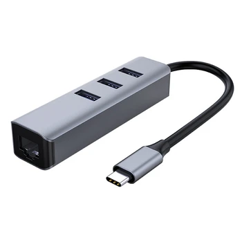 

3 USB Ports Hub Splitter Ethernet RJ45 LAN Adapter Free Drive USB-C Splitter High-Speed USB 3.0 Ports Network Extender