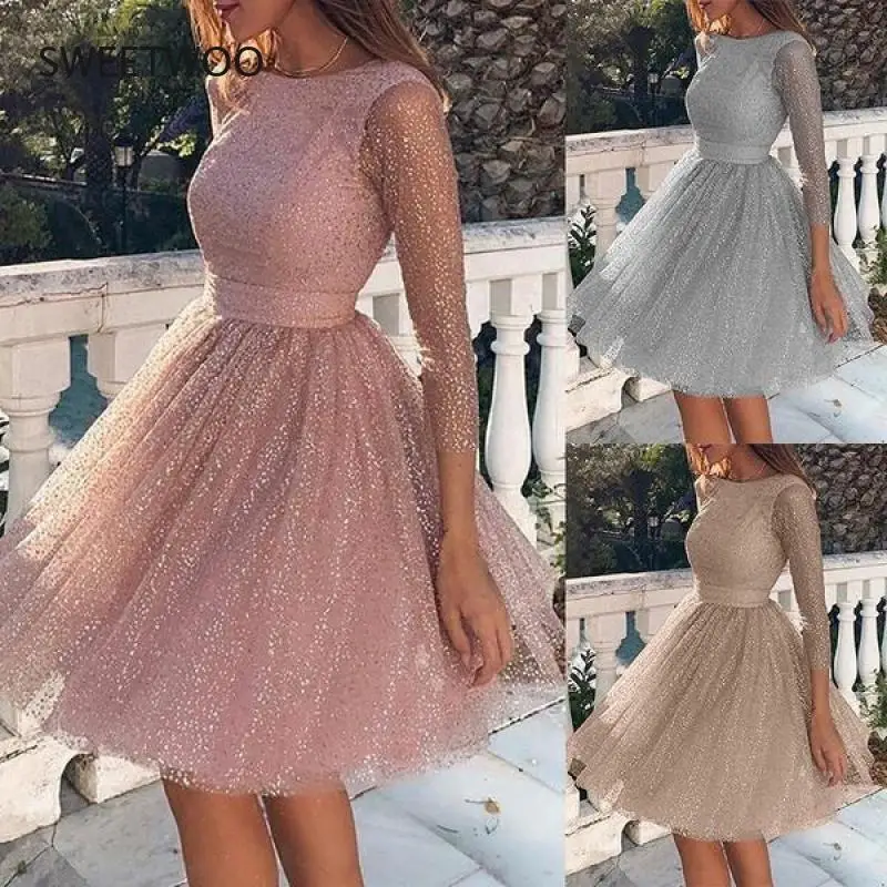 

Ladies Fashion Long Sleeve Dress High Waist Evening Dress Cocktail Party Dress Ladies Fashion Clothing 5Xl
