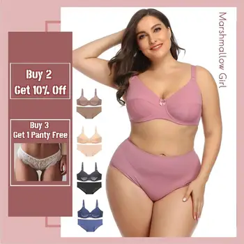 

【Free Shipping】D E F Cup Underwire Bra Panty Women Lingerie Set Plus Size Underwear BP3981A