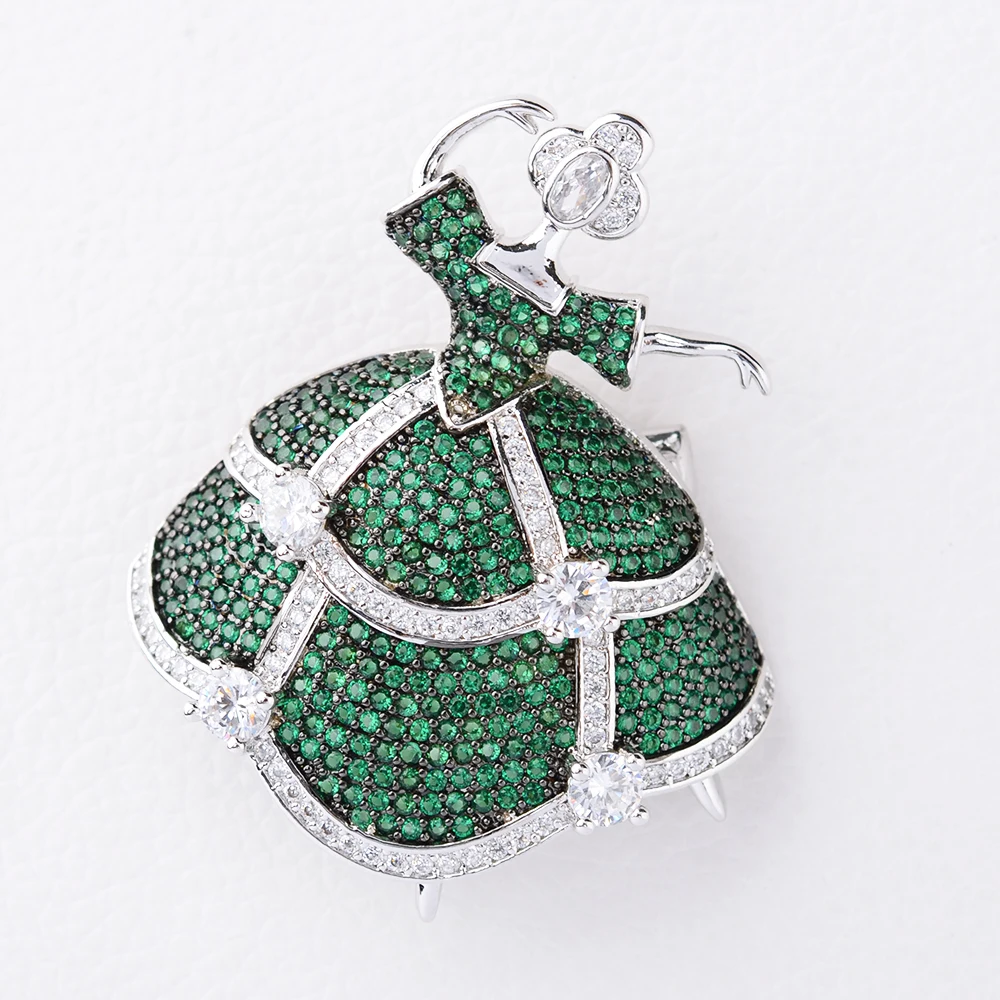 TOP Grade Cubic Zirconia Pave Ballet Girl Brooch
