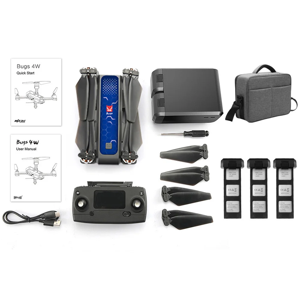 Blue 3 Batteries MJX Bugs 4 Вт 5G Wifi FPV RC Дрон с камерой бесщеточный gps 25 минут позиционирование оптического потока складной Квадрокоптер Дрон игрушки малыш - Цвет: Blue 3 Batteries