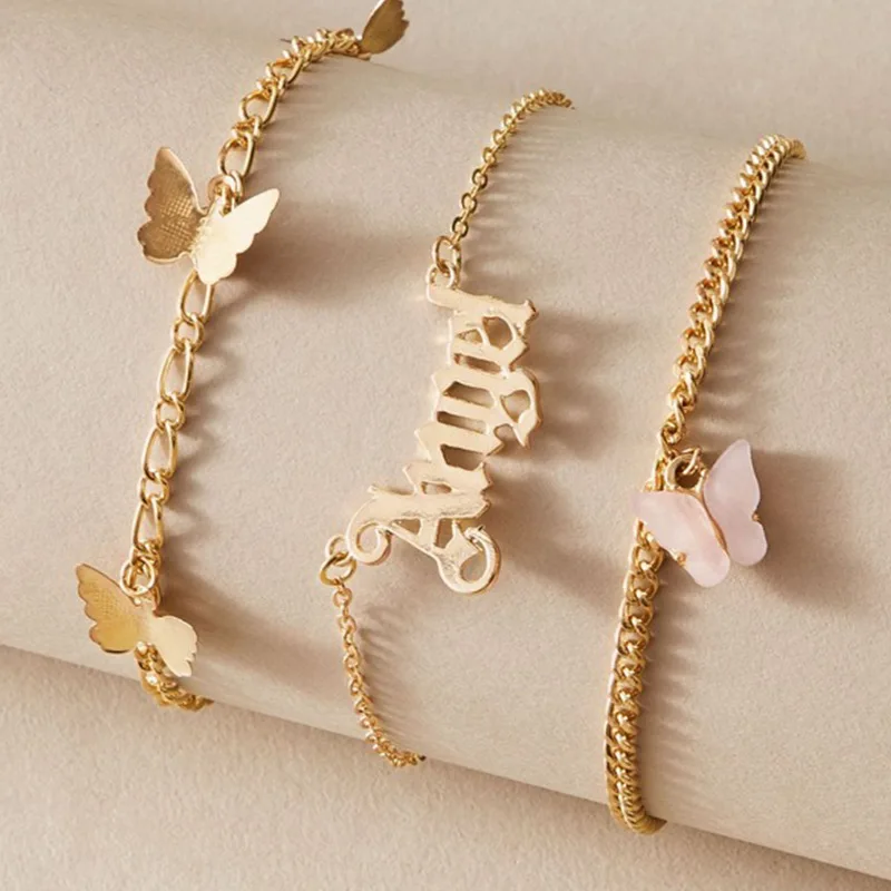 Multilayer Gold Link CHain ANGEL Letter Chain Ankle Bracelet on Leg Foot Jewelry Bohemia Butterfly Anklets for Women Accessories Multilayer Gold Link CHain ANGEL Letter Chain Ankle Bracelet on Leg Foot Jewelry Bohemia Butterfly Anklets for Women Accessories