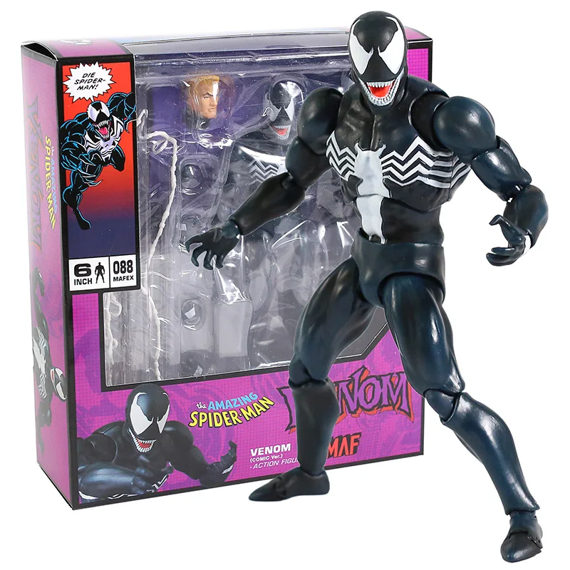 New Hot Venom Mafex 088 Comic Version Spiderman Action Figure Model collect Toy Christmas Gift