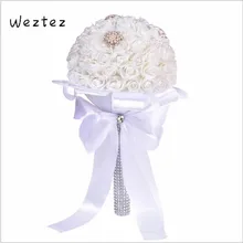 Хрустальный свадебный букет с жемчугом розы невесты свадебное цветочное Мыло свадебный букет из роз лента поддельные SPH180