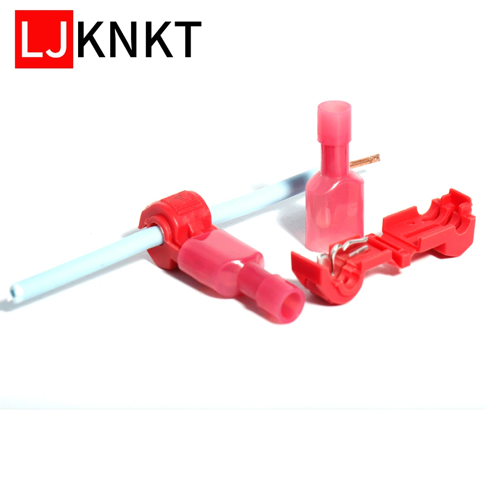 

100PCS T-C faston Red Wire connector Cable Terminals Quick Splice Car Audio Kit Terminals Crimp Terminal Quick Splice Connectors