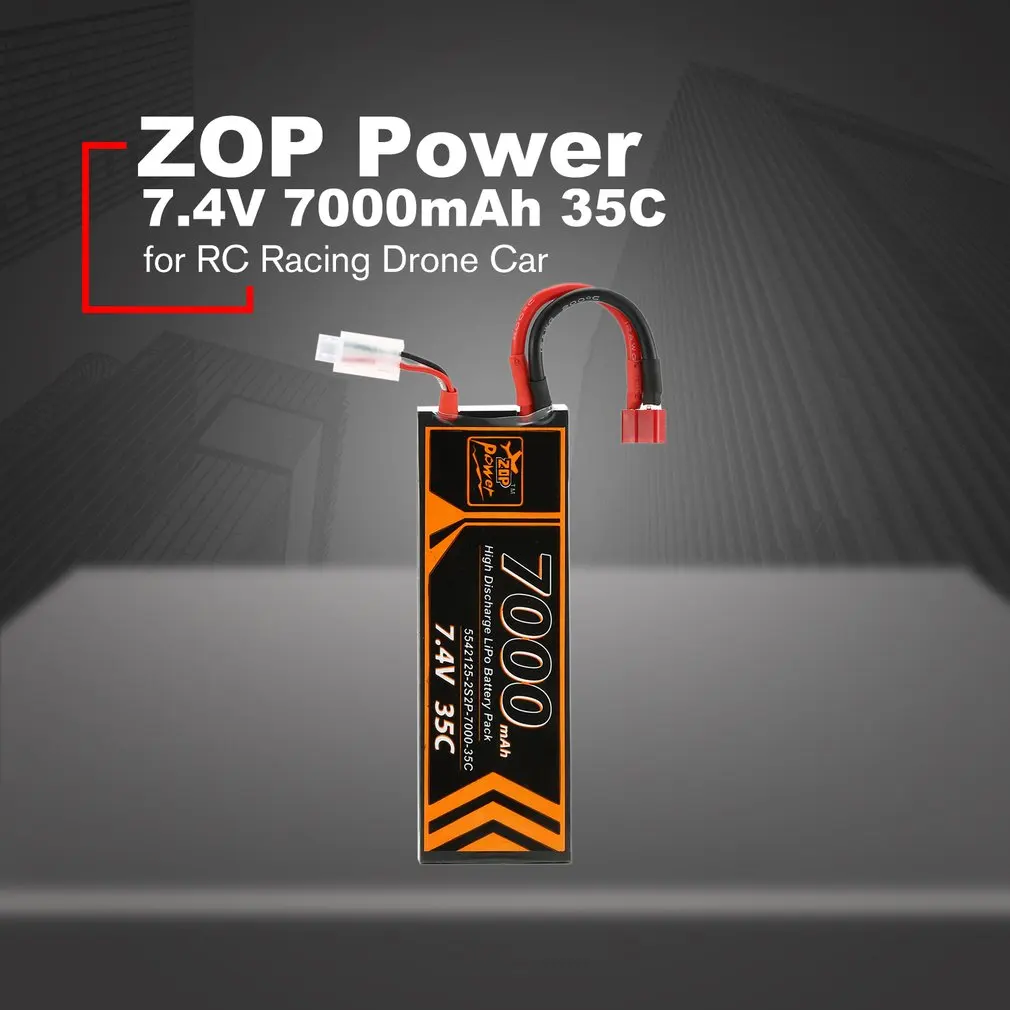 ZOP power RC Lipo Аккумулятор 7,4 V 8000 mAh/5000 MAH 35C/45C перезаряжаемый Lipo аккумулятор T разъем для радиоуправляемого гоночного дрона вертолета автомобиля лодки