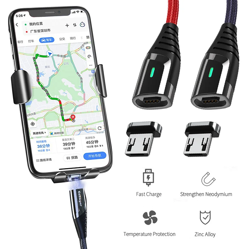 Магнитное зарядное устройство Essager Micro USB кабель для iPhone samsung провод для быстрого заряда шнур USB магнит кабели для мобильных телефонов кабель Шнур
