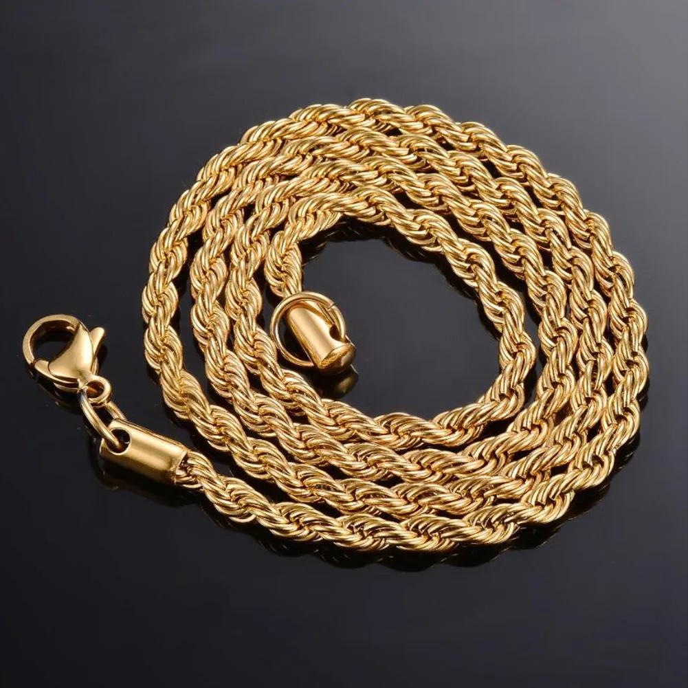 Width 2/4/6mm Stainless Steel Gold Rope Chain Necklace Statement Swag 316L  Stainless Steel Twisted Necklace Chain Gold - Price history & Review, AliExpress Seller - Michley Stainless Steel Jewelry Co.,Ltd.