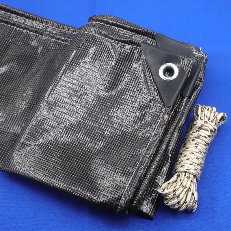 0.2mm 80% Shading Black PVC Grid Rainproof Tarp Cloth Garden Plants Cover Terrace Windproof Netting Awnings Nets Sun Shading Net