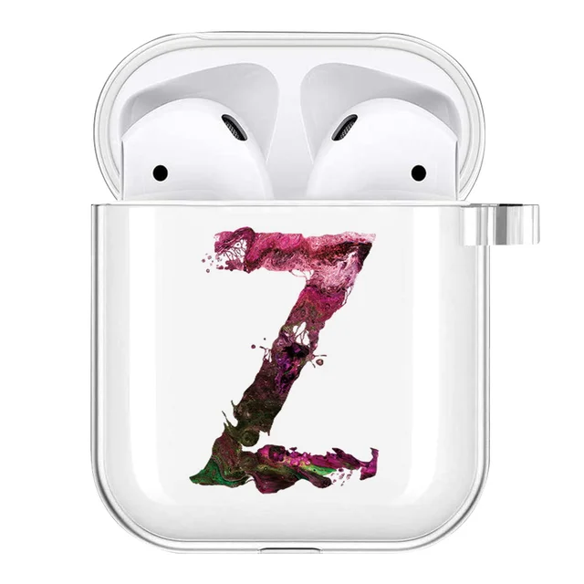 Silicone Cover Case for Apple AirPods 1st / 2nd Generation Anti-fall Scratch Resistant Sticker Bluetooth Case Cover painting letter Z