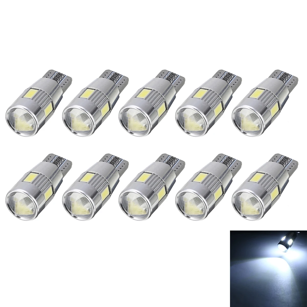 

New Arrival 10pcs/set T10 5630 6LED Canbus Error Free Projector Lens Light DC 12V Indicator Lamp Bulb W5W 194 168