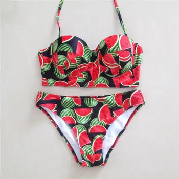 

Lady's Watermelon printed collection Bikini Set Women's Two Pieces Swimwear Women Beach wear Bathing Suits Biquini outfits