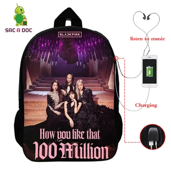 

BLACKPINK Backpack Women HOW YOU LIKE THAT 2020 Korean LISA Fans School Bags for Teenage Girls Boys USB Travel Laptop Bag Pack