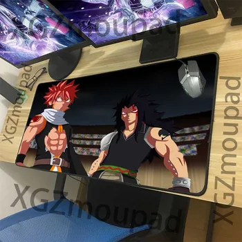 

XGZ Large Computer Desk Mat Black Lock Edge Fairy Tail Fire Dragon Natsu Anime Custom Office Mouse Pad Rubber Stripe Non-slip