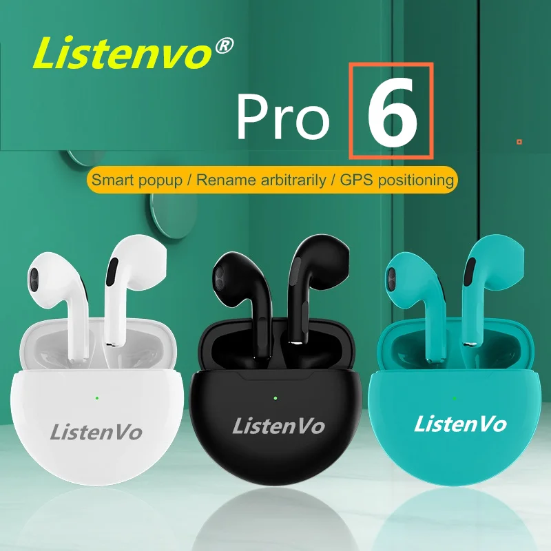 ListenVo Pro 6 TWS Bluetooth Earphone Wireless Headphones Earbuds pk i9000 i90000 i99999 tws i12 i9s for Xiaomi Huawei iPhone 12