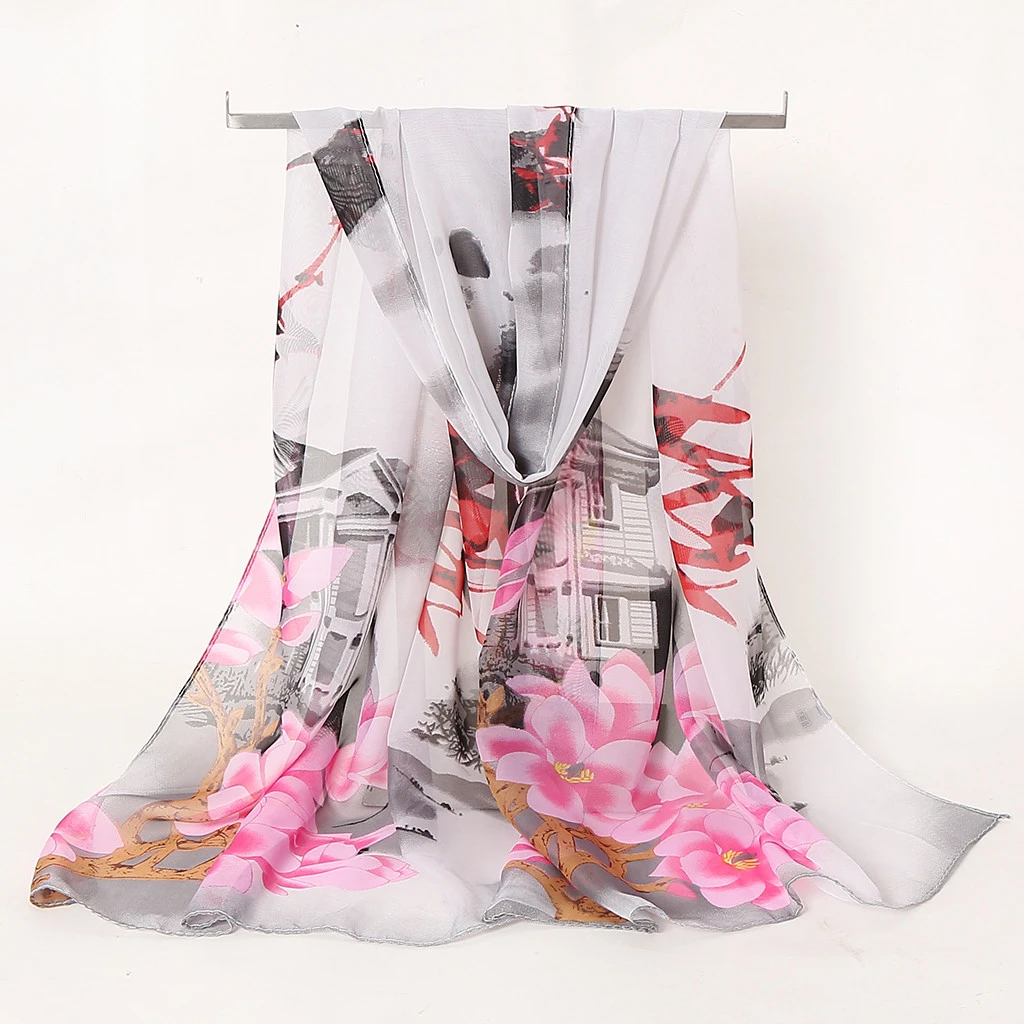 2019 Scarves For Women Hot Sale Print Flower Scarves Wrap Sunscreen Beach Long Hijab Four Seasons Available Cape Female 919