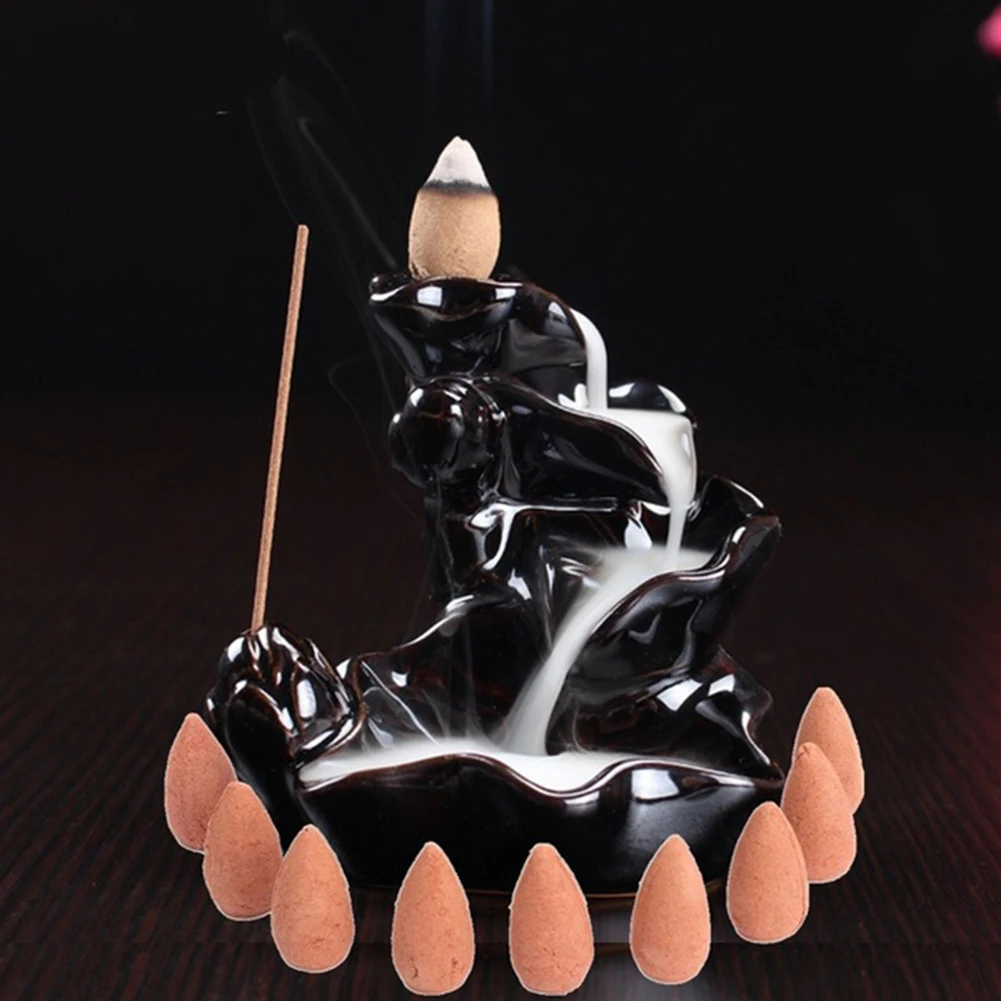 Ceramic Backflow Censer Incense Burning Candle Aromatherapy Furnace Cone Diffuser Holder Buddhist Zen Censer incenso Home Decor