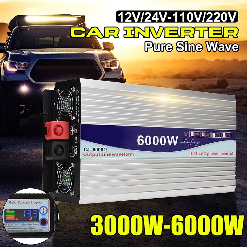

Inverter 12V 220V 3000W 4000W 5000W 6000W 24V Dc To 110V Ac Pure Sine Wave Voltage Converter 12 220 Power Car Micro Inverter
