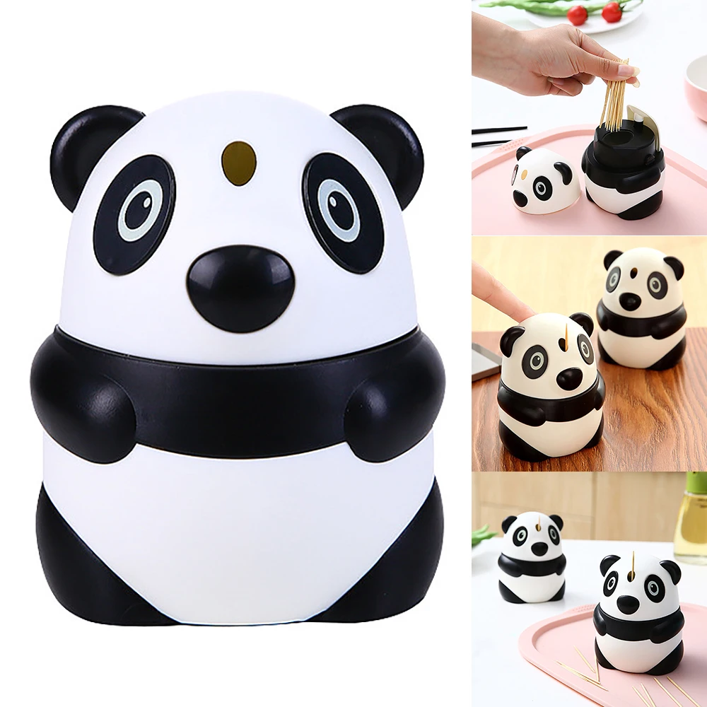 Cartoon Creative Toothpicks Holder Panda Shaped Automatic Plastic Toothpick Box Dispenser Living Room Decor Home - Цена: 362,38 руб.