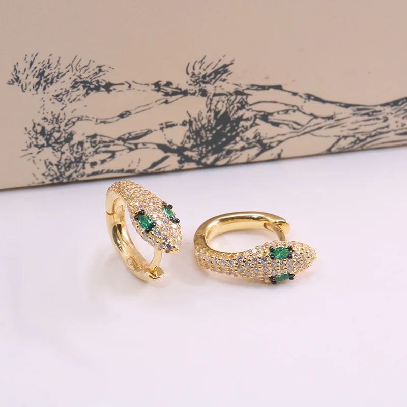 Модные женские микро-Набор цветных циркониевых сережек в виде змеи