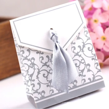 

(25 pieces/lot) Lovely Candy Boxes With Ribbon Wedding Party Favor Gift Boxes Birthday DIY Sliver/Gold Chocolate Box B043S