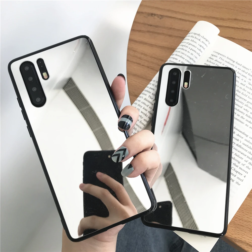 Черный бампер с зеркальным покрытием силиконовый чехол из ТПУ для huawei P30 Pro P20 Lite