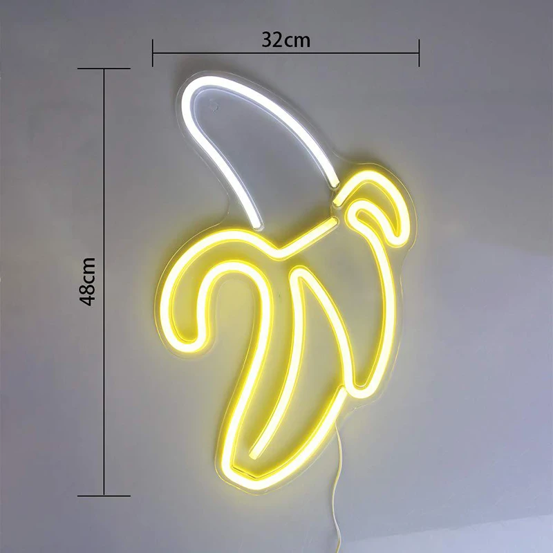 Banana Figure Neon LED Light Lamp USB DC 5V Powered Wall Hanging Sign