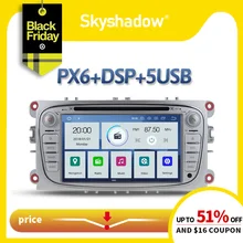 Автомобильный dvd-плеер DSP PX6 ips Android 9,0 4G+ 64G Автомобильная Мультимедийная gps карта Bluetooth wifi для Ford Focus Mondeo Focus C-MAX S-MAX Kuga