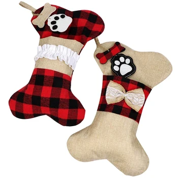 

Bone-Shaped Christmas Stockings with Hanging Loops Can Be Hung on the Wall to Enhance the Christmas Atmosphere At Home