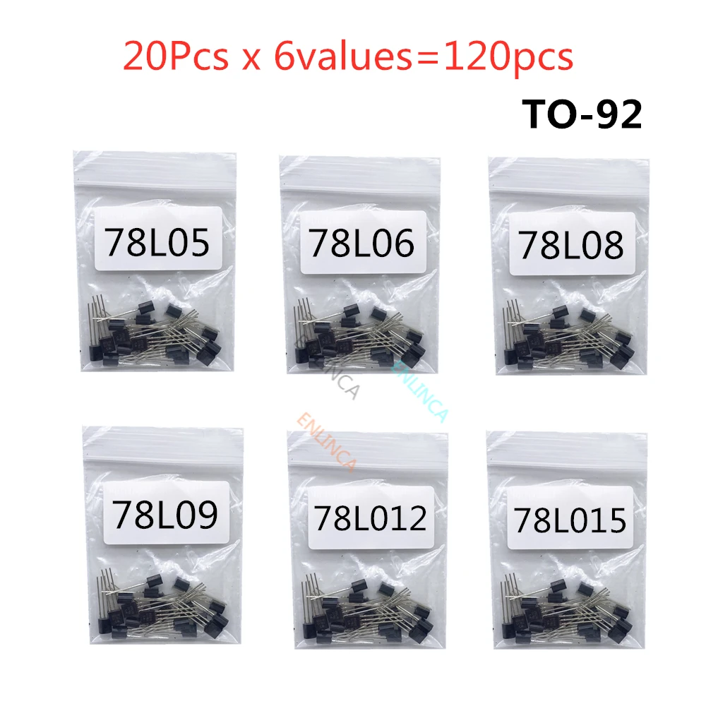 20pcs*6values=120pcs TO-92 78L05 78L06 78L08 78L09 78L12 78L15 Transistor package Assorted Kit free shipping | Электронные