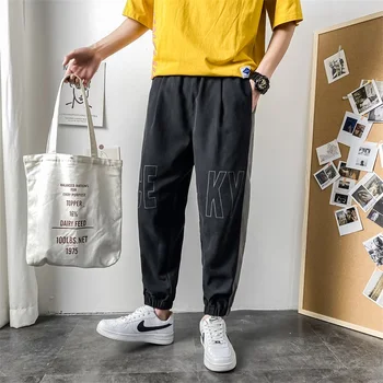 

AIOPESON Stitching Sports Pants Mens Bottoms Fashion Beam Foot Guard Pants Harlan Mens Casual Trend Street Oversize Mens Pants