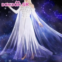 IN STOCK DokiDoki-SR Movie Cosplay Elsa Dress White Sprit Princess Dress Costume Elsa Stright Long Blonde Cosplay Hair